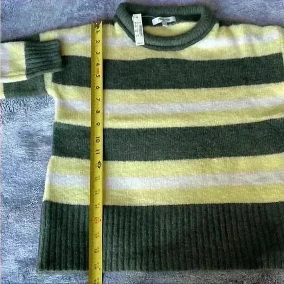 Madewell Striped Fulton Pullover Sweater in Heather Greengrass Sz XX-Small NWT - Picture 8 of 8